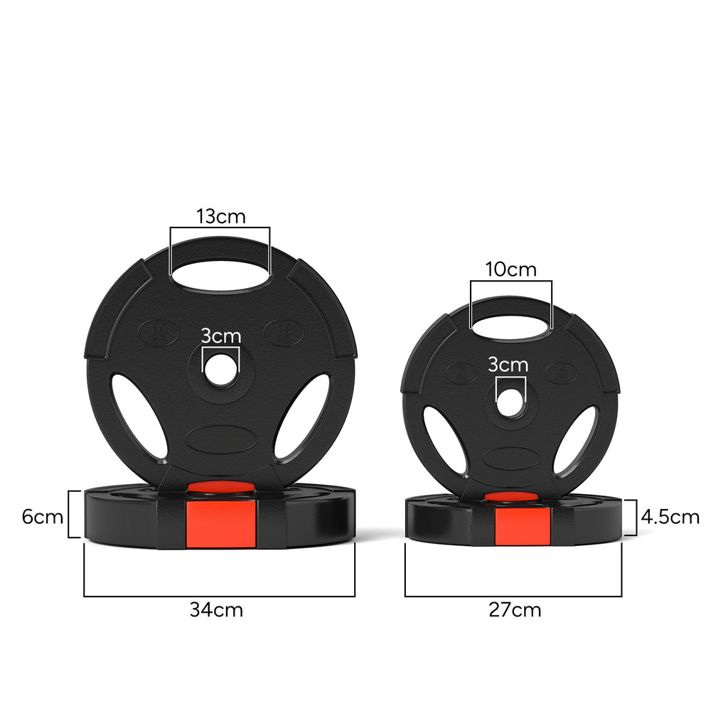 SPORTNOW Weight Kit with 2 10 kg Discs and 2 5 kg Discs in Polypropylene and Sand, Ø34x6 cm and Ø27x4.5 cm, Black