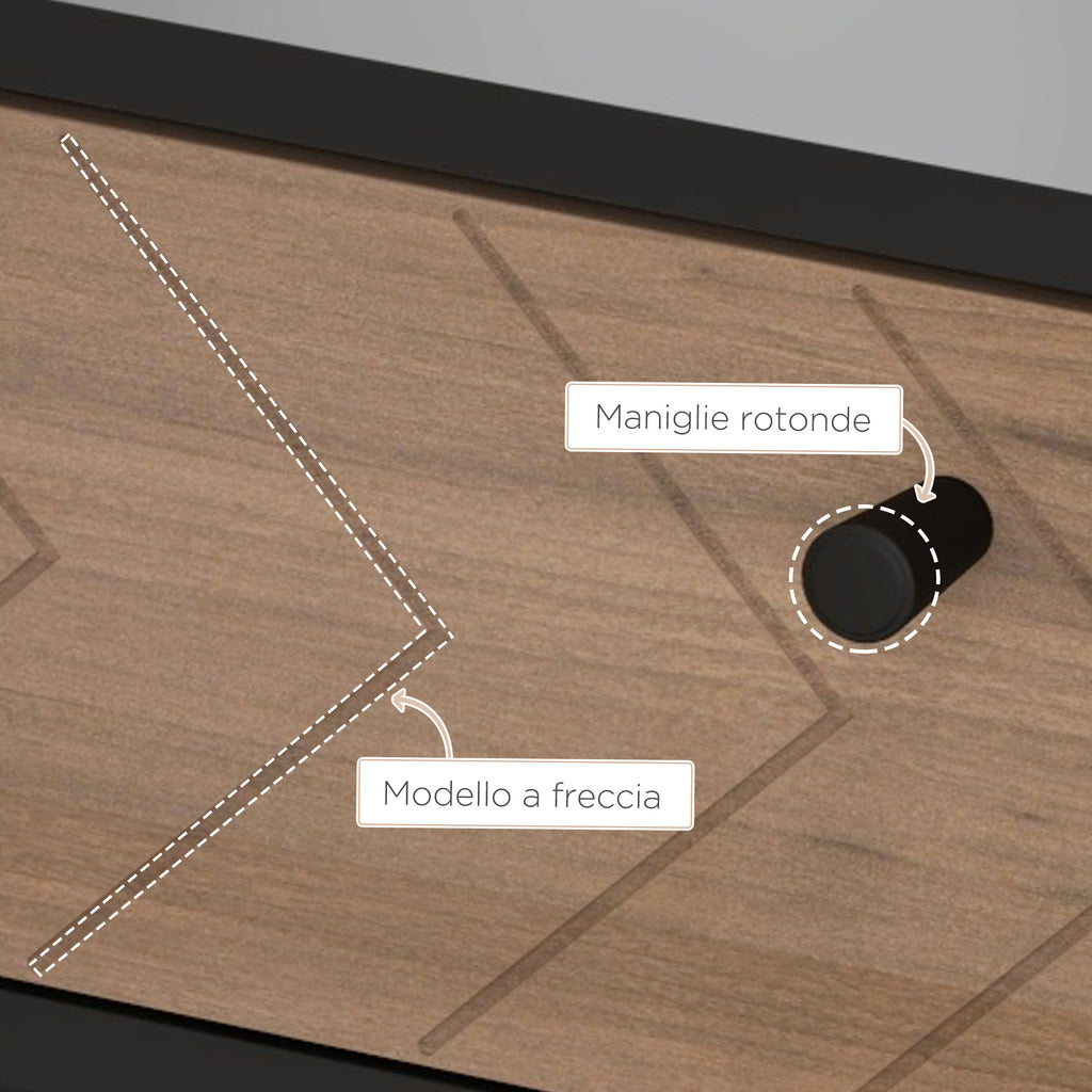 Modern Office Desk with 2 Drawers, Steel and MDF, 106x50x77 cm, Black and Oak - Borgè