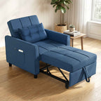 Folding Chair Bed with Adjustable Backrest and Cushion, Blue