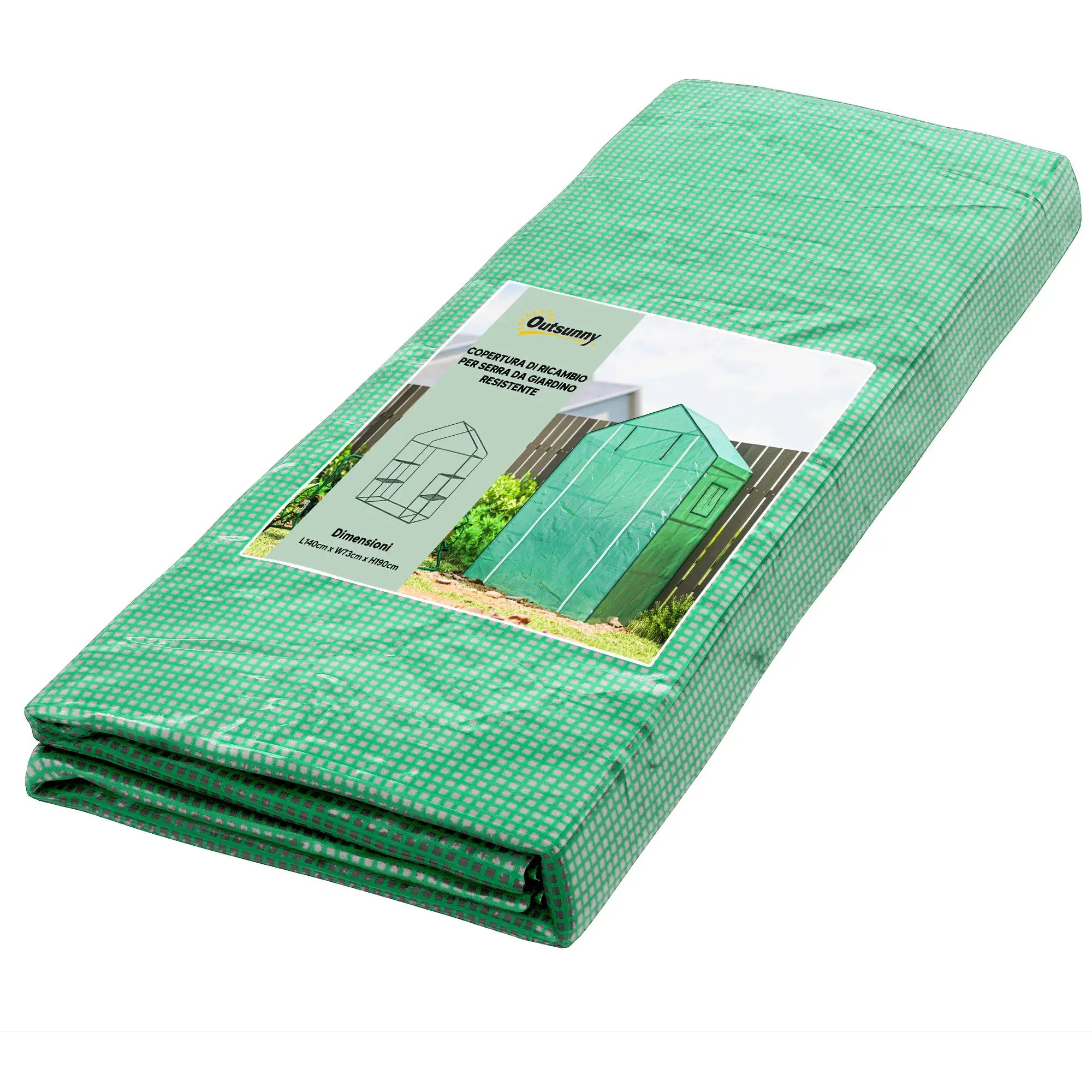 PE Garden Greenhouse Cover with Hinged Door and Windows, 140x73x190cm, Green (COVER ONLY)