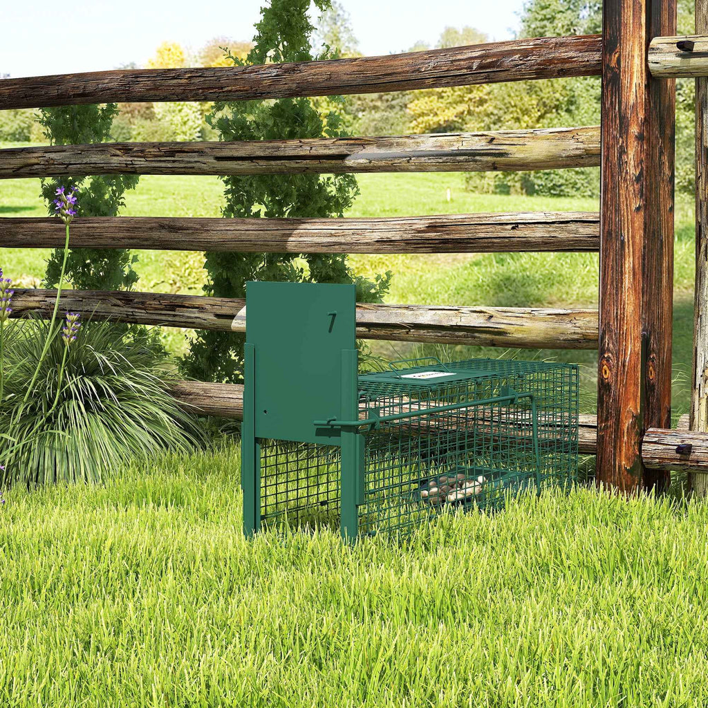 Outsunny Rat, Mice, and Nutria Cage Trap with Single Door, 60x18x20cm, Green