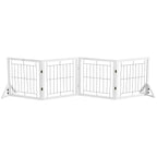 PawHut Folding Dog Gate with 4 Panels and Triangular Feet, 280x70 cm, White