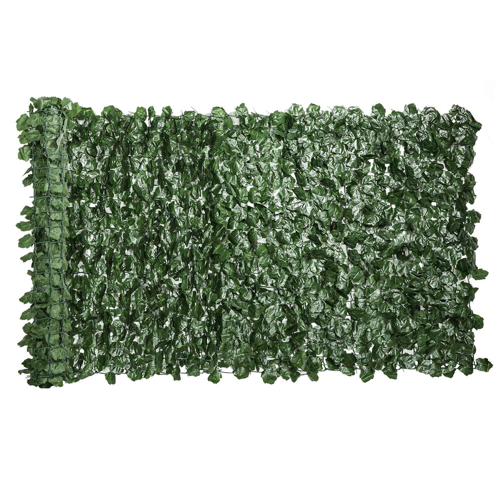 Outsunny PE Ivy Leaf Faux Hedge Roll for Balcony and Garden, 300x100 cm, Dark Green