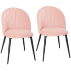 Set of 2 Velvet Shell-Back Dining Chairs, 52 x 55 x 79 cm, Pink