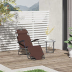 Folding and Collapsible Garden Lounger in Oxford Fabric, 135x60x89cm - Brown