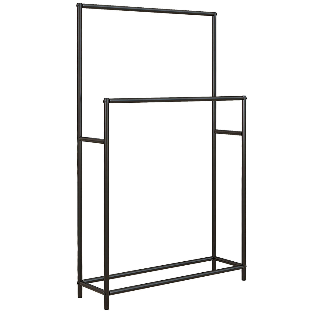 Freestanding 2-Arm Metal Towel Rack, 66x20x110 cm, Black