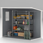 Resin Garden Shed with Floor, 2 Locking Doors, Window, 2.4 x 1.3 m, Grey