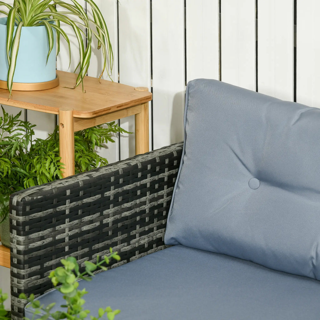 Garden Lounge Set with Sofa, Chaise Longue and Coffee Table in PE Rattan with Cushions, Grey - Borge' Group Limited
