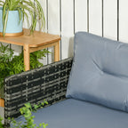 Garden Lounge Set with Sofa, Chaise Longue and Coffee Table in PE Rattan with Cushions, Grey - Borge' Group Limited