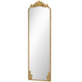 Baroque Style Full-Length Mirror with Frame, Tempered Glass and Metal, 50x4.5x160 cm, Gold