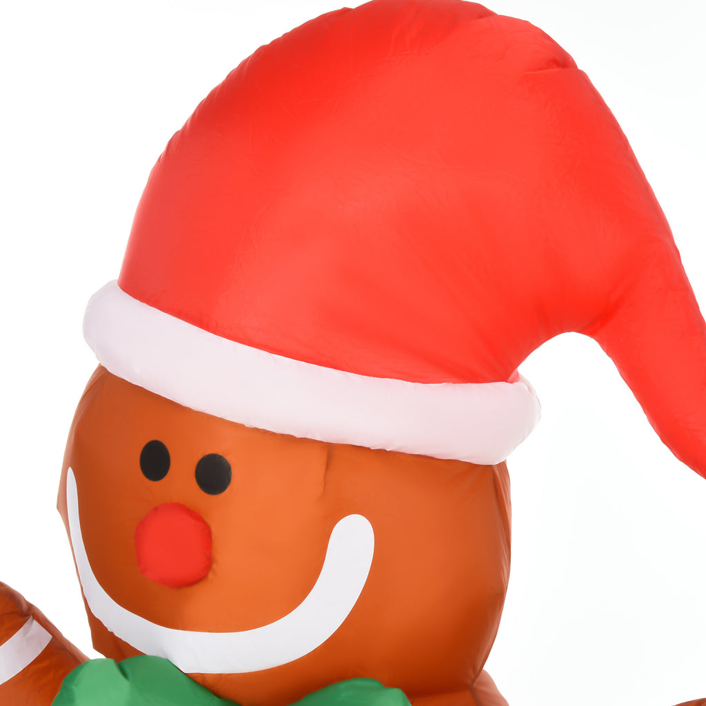 183cm Inflatable Gingerbread Man with Built-in LED Lights, Outdoor Christmas Decoration