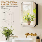 HOMCOM Mirrored Cabinet with 2 Adjustable Shelves, Wood and Glass, 40.2 x 10.2 x 50.9 cm, Black