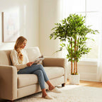 HOMCOM Artificial Green Banyan Tree Plant in PEVA and Wood with PP and Cement Container Pot, 55x55x120 cm