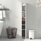 kleankin Bathroom Column with 3 Shelves and 3 Cabinets, Wooden, 15x17x120 cm, Black and White