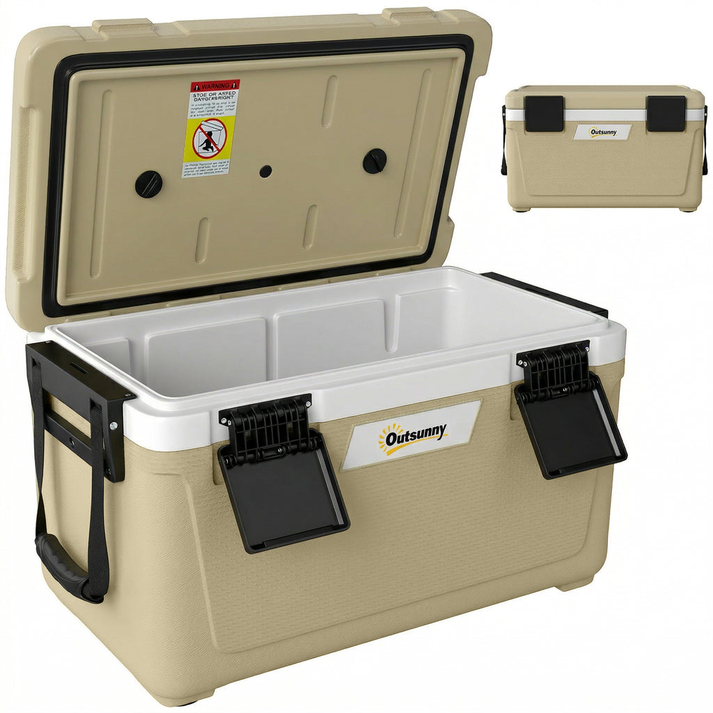 Outsunny 42.6L Insulated Portable Cooler Box with Handle, 66.6x38.5x40 cm, Khaki