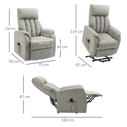 Lift Armchair Reclining 150° max with Remote Control and Footrest, 75x93x110 cm, Grey