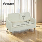 HOMCOM Modern 2-Seater Sofa with Thick Cushions and Sherpa Upholstery, 137x69x82 cm, Cream