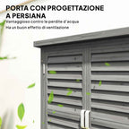 Fir Wood Garden Cabinet with Louvered Doors and 2 Shelves, 87x46.5x96.5cm, Grey