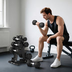 Hex Dumbbell Set with Stand and Non-Slip Grip, 2x2kg, 2x5kg, 2x8kg, 2x10kg, Black