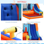 Inflatable Castle for Children, Pool with Slide and Trampoline, Electric Pump, 350x250x185cm, Multicolored - Borge' Group Limited