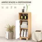 Space-Saving Bathroom Cabinet with 2 Shelves and Open Compartment, 30x30x79.7 cm, White and Wood