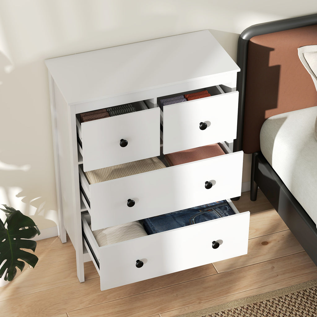 4-Drawer Chest of Drawers for Bedroom and Entrance Multipurpose Wooden, 74x35x97 cm, White