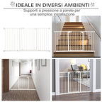 3-Way Dog Gate with Adjustable Width 74-148 cm and Automatic Closure, White