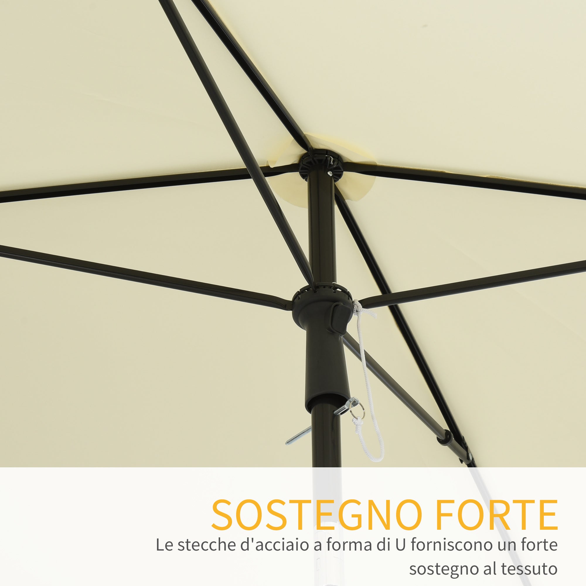 2x1.3m Rectangular Garden Umbrella with Adjustable Tilt and Aluminum Pole, Beige and Black