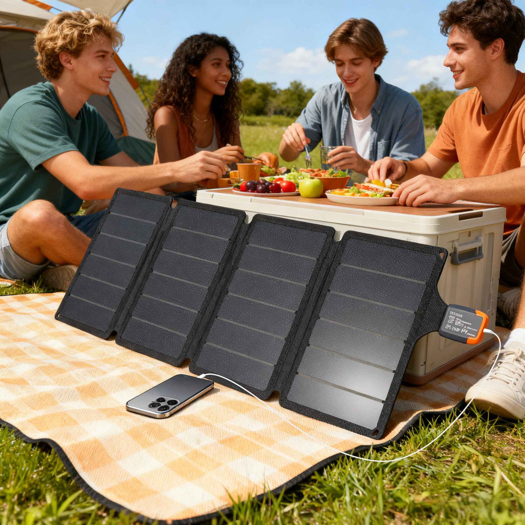 HOMCOM 36W Foldable Solar Charger with Type-C Connection, IP67 Waterproof in ETFE, Grey