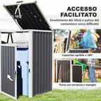 Outsunny 2-Section Garbage Can Shed with Lift-Off Lid, Galvanized Steel, 146x81x122 cm, Dark Grey