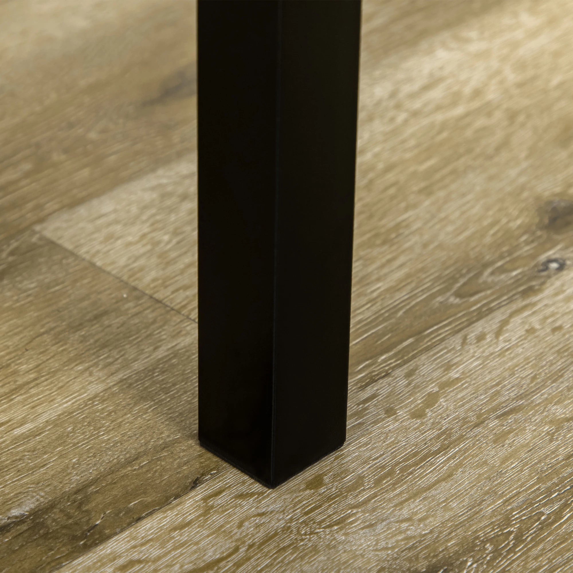 Dining Set with Rectangular Table and 4 Chairs in Steel and MDF, Black and Oak