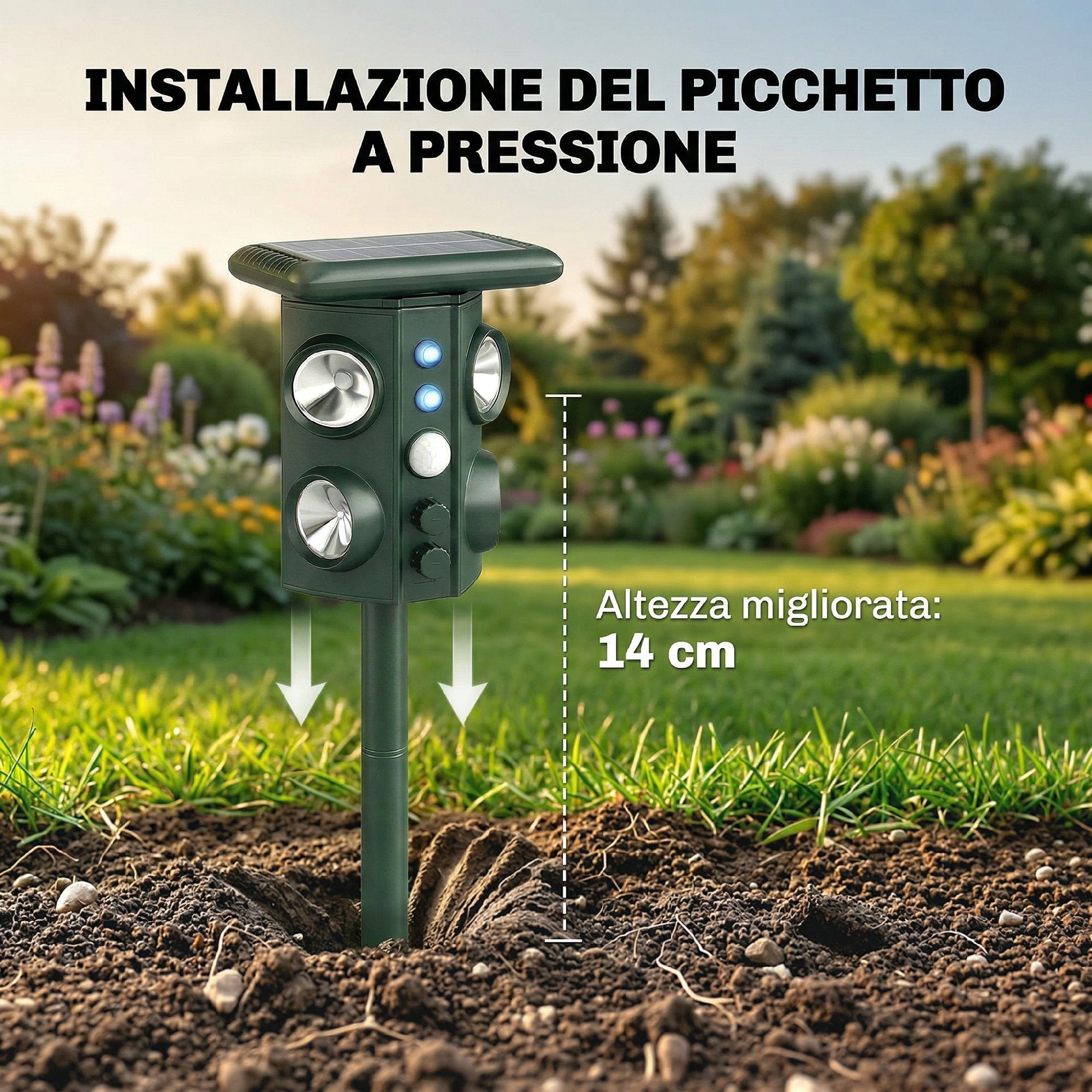 Outsunny Solar Ultrasonic Cat Repellent with 5 Modes, PIR Sensor and LED Flash