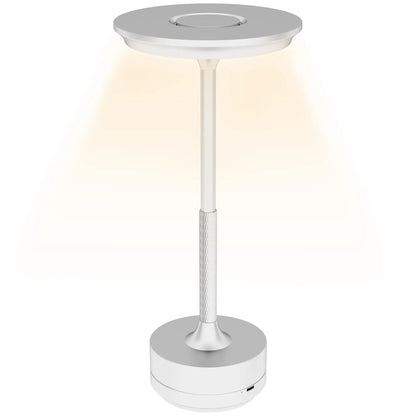 Cordless Touch Lamp LED Light 3 Tones and Rechargeable Battery, Ø13x28.5cm, Silver