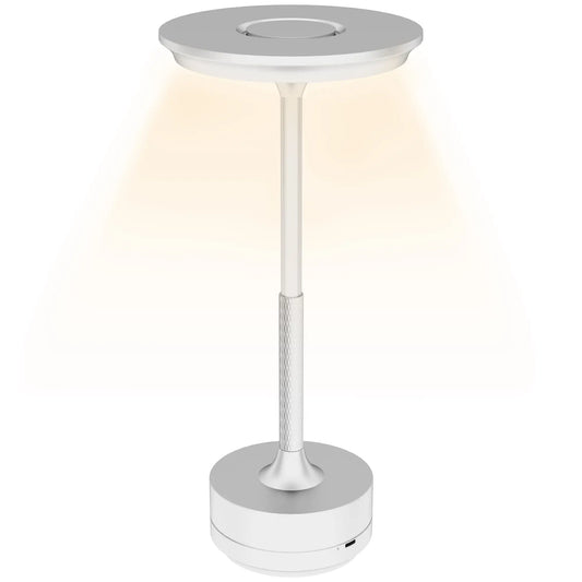 Cordless Touch Lamp LED Light 3 Tones and Rechargeable Battery, Ø13x28.5cm, Silver