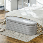 Teddy Fabric Bed End Bench with Storage Compartment, 116x41x40.5cm, Light Grey