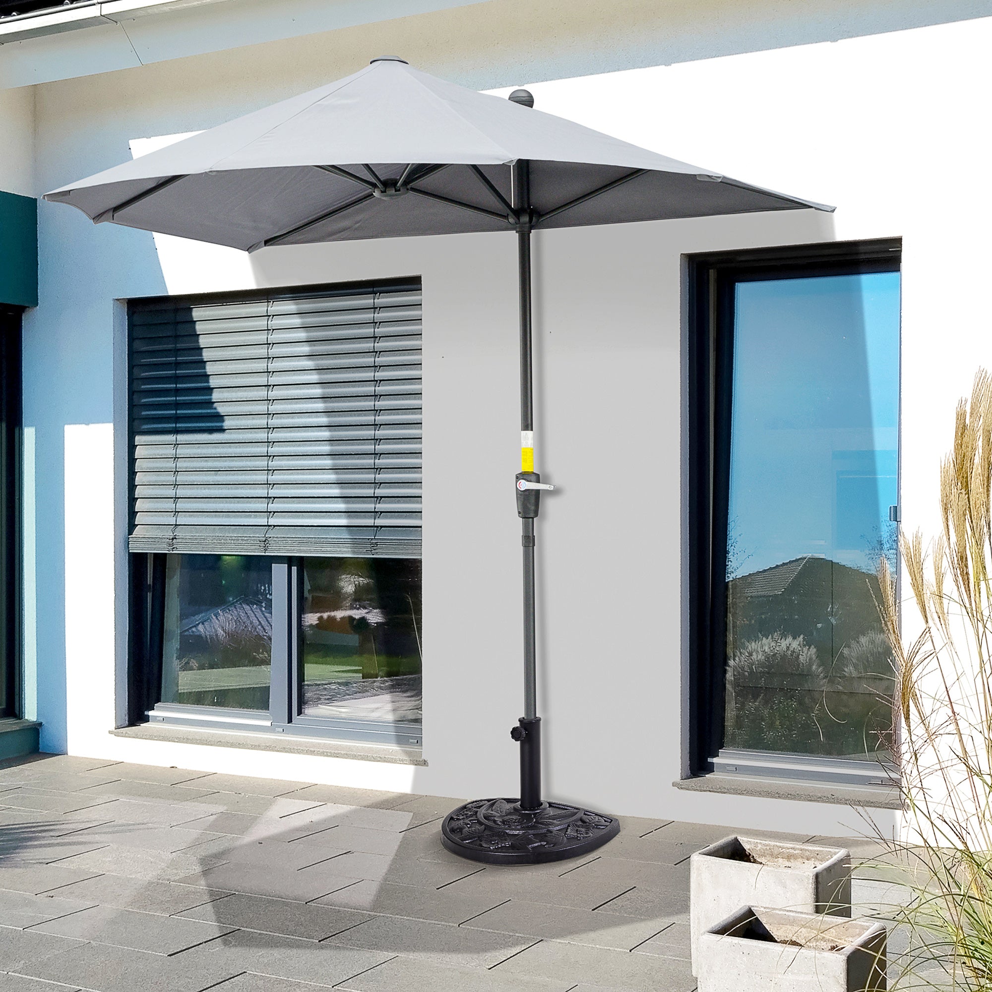 Base for Crescent Umbrella Ø3.8 and Ø4.8 mm in Resin with Crank, 50x31x32 cm, Black