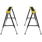 Set of 2 Folding and Portable Work Stands with Non-Slip Worktop, Yellow and Black, for DIY