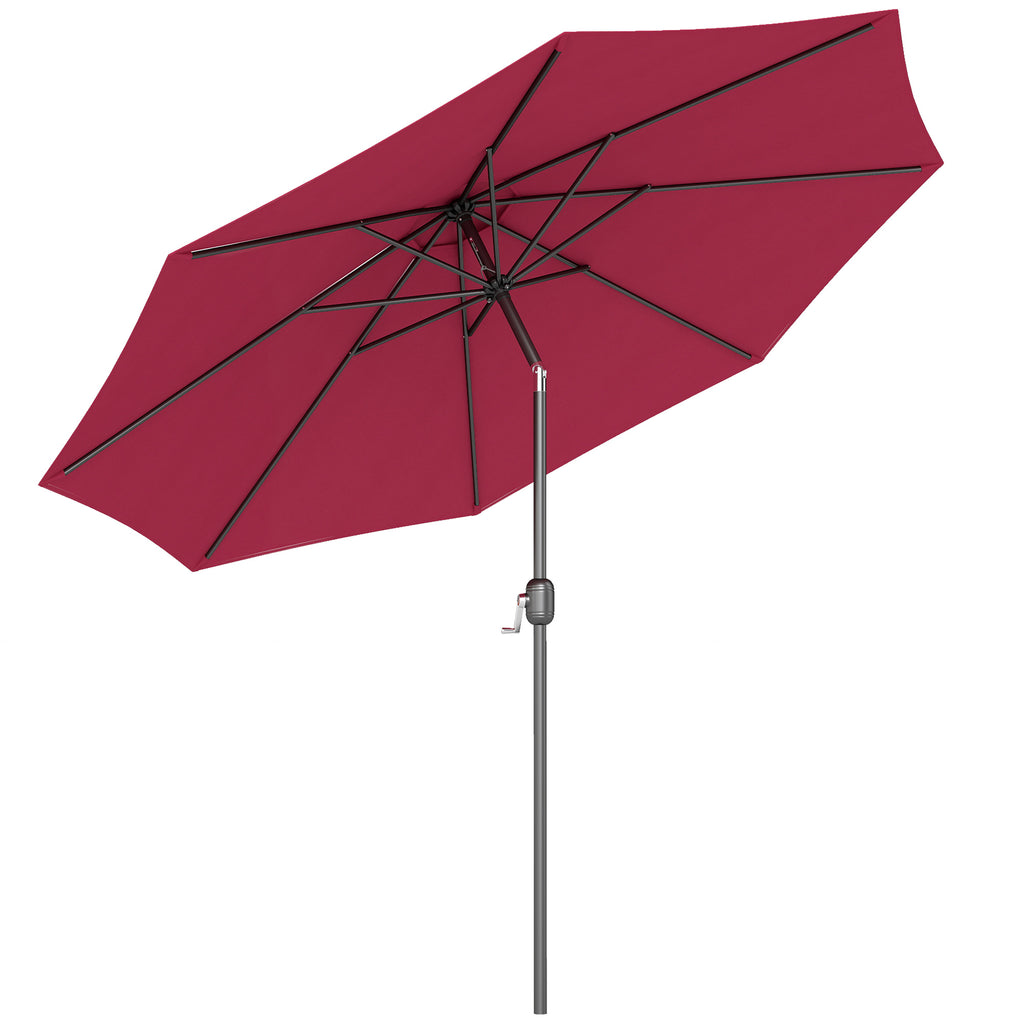 Outsunny 3x2.5 m Tilting Garden Umbrella with Removable Pole, in Metal and Polyester, Dark Red