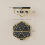 Industrial Style Geometric Ceiling Lamp with 3 E27 Sockets for LED Bulbs, Black and Gold