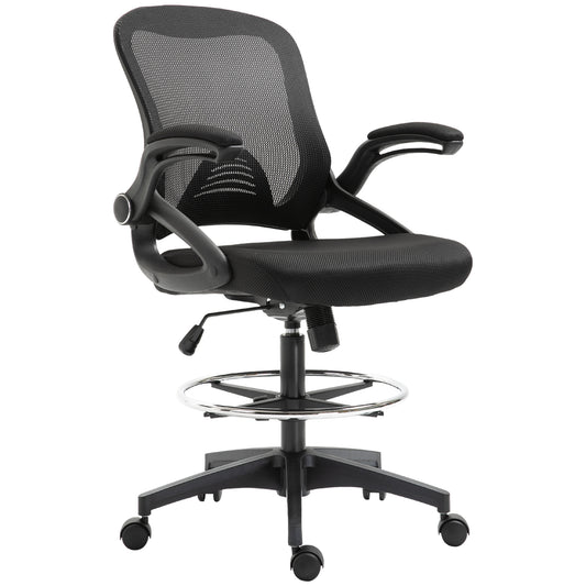 Breathable Height Adjustable Office Chair with Flip-Up Armrests, 64x60x106-126 cm, Black