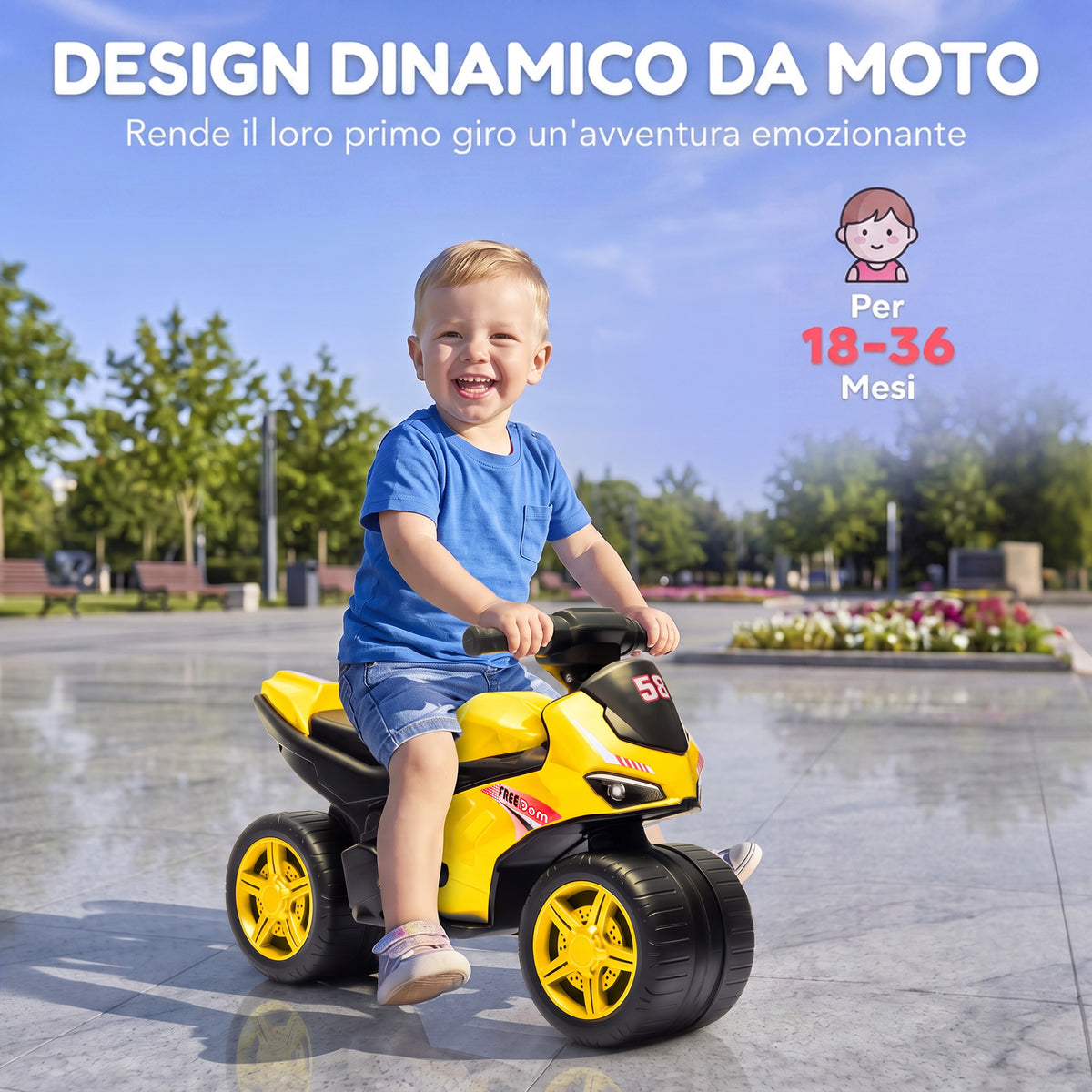 AIYAPLAY Kids Balance Bike with Music, Ages 18 Months - 3 Years, Yellow