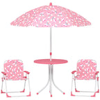 AIYAPLAY Kids Picnic Table and Chair Set with Pink Umbrella