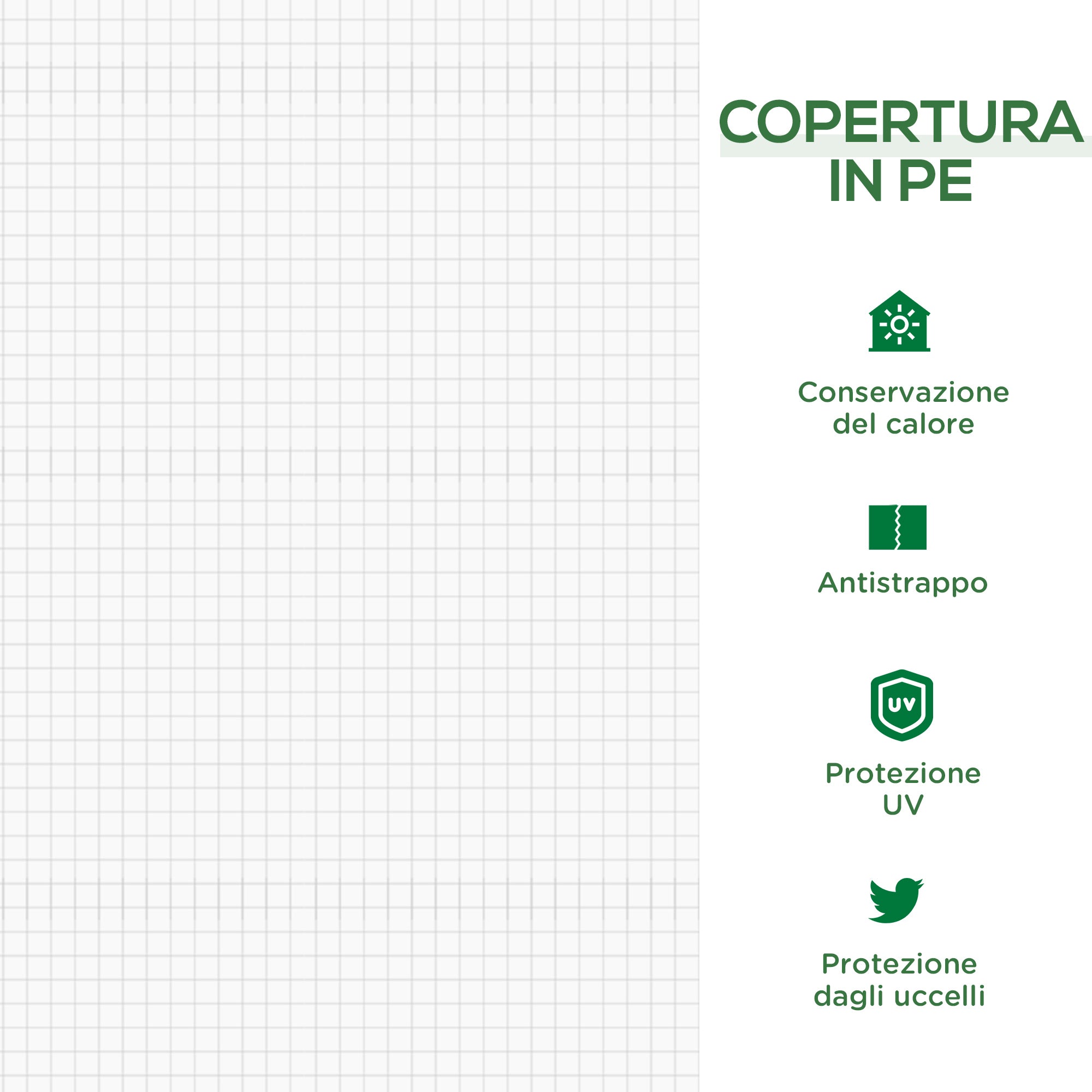 Garden Greenhouse with Reinforced PE Cover and Steel Frame, 180x90x90cm, White