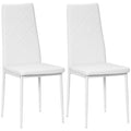Set of 2 Modern High Back Dining Chairs in Faux Leather and Steel, 41x50x97 cm, White