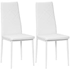 Set of 2 Modern High Back Dining Chairs in Faux Leather and Steel, 41x50x97 cm, White