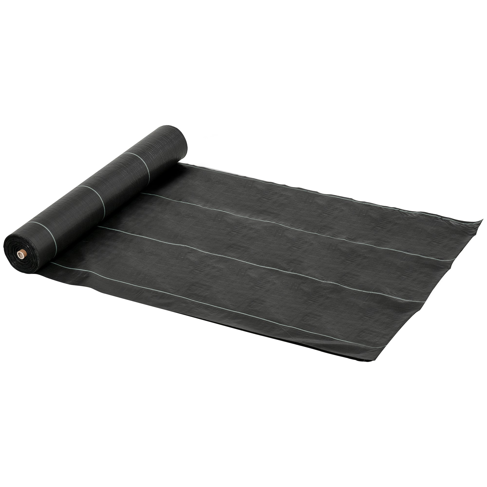 Outsunny 50x2m 100g/m² Weed Control Fabric Black Fabric for Vegetable Garden, Greenhouse, Garden Draining and Breathable with Grid