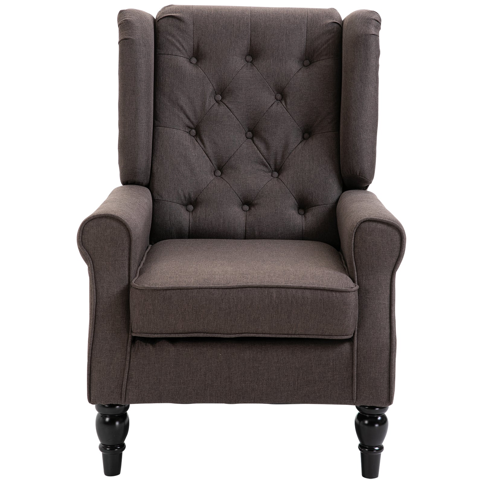 HOMCOM French Style Living Room Armchair with Padded Seat and Cushions, in Polyester, 74x86x102 cm, Brown - Borgè