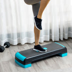 Step Fitness for Aerobics Adjustable to 3 Heights 10-15-20 cm in Plastic, Black and Blue - Borgè