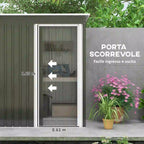 Garden Shed with Sloping Roof and Sliding Door, Galvanized Steel Garden Tool Shed, 1.16m², 163x89x182 cm, Black - Borge' Group Limited