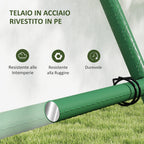 A-shaped Tomato Support with Adjustable Levels with Net, in Steel, PE and PP, 101x133x227 cm, Green